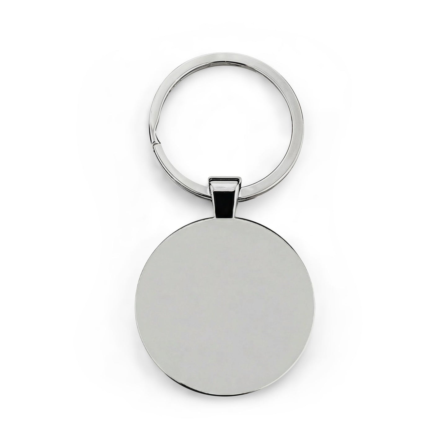 Cuban Link Guy Round Stainless Steel Keychain — Logo Metal Keyring