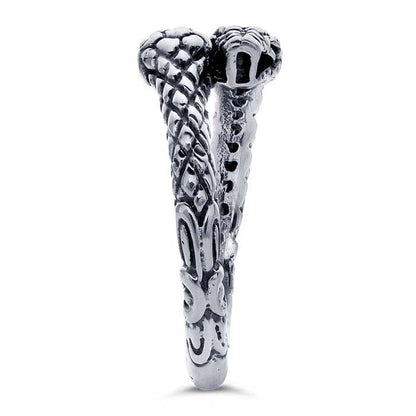 Sterling Silver Double Snake Head Ring