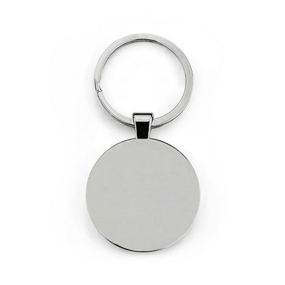 Cuban Link Guy Round Stainless Steel Keychain — Logo Metal Keyring