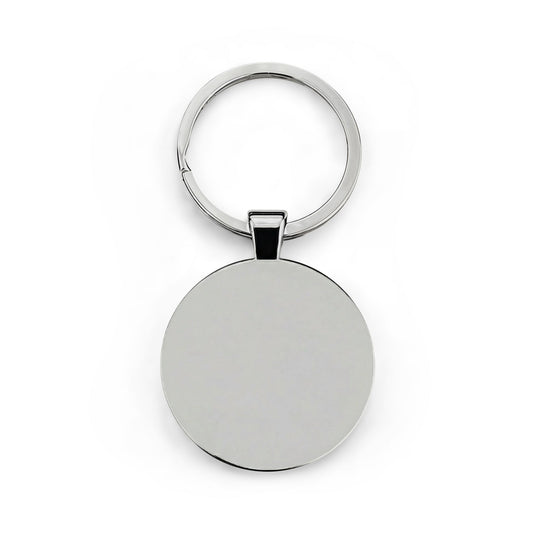 Cuban Link Guy Round Stainless Steel Keychain — Logo Metal Keyring