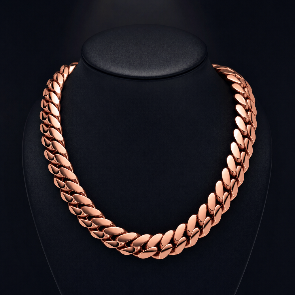 14K Gold Bonded Silver Cuban Links — rose gold
